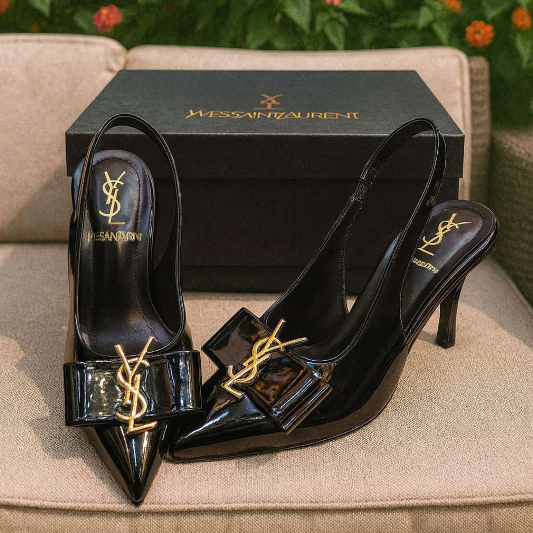 Burgundy Kitten Heel Shoes for Women – Slingback Style with Gold Accent Bow - Image 7